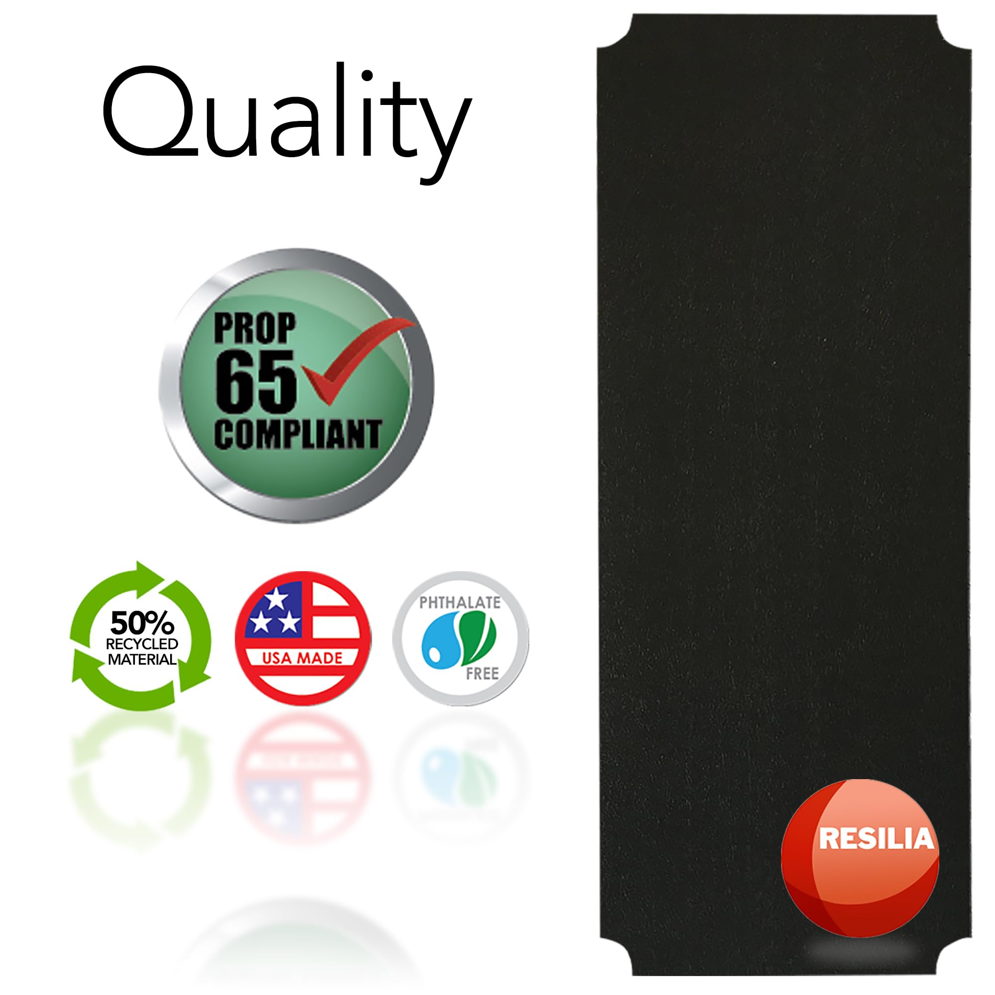RESILIA Shelf Liner Set for Wire Shelving Rack – 4 Pack, 18 Inch Long x 48 Inch Wide, Black Plastic Vinyl Covers for Kitchen, Pantry, & Garage Racks, Made in The USA