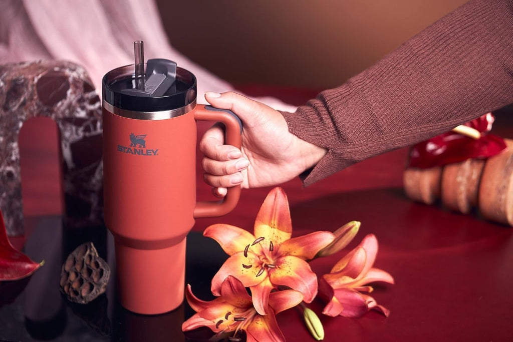 STANLEY Quencher H2.0 Tumbler - 40 oz Insulated Stainless Steel Cup with Handle & Straw | Red Rust