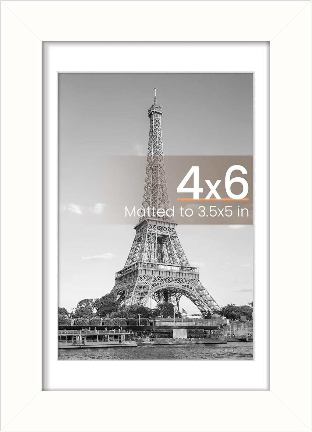 Upsimples 4x6 Picture Frame - Versatile Wall Hanging for 3.5x5 or 4x6 Photos | White, 1 Pack