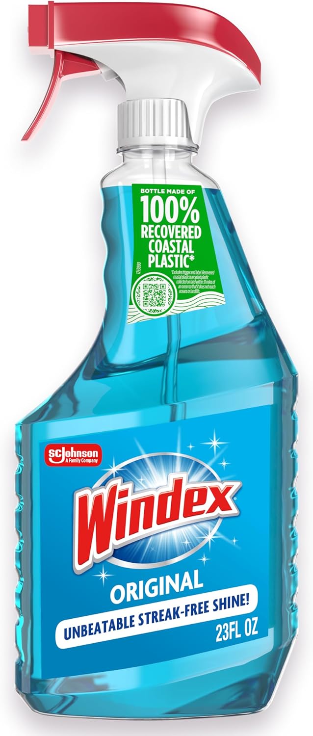 Windex Glass Cleaner Spray - Prevents Leakage & Breakage | Original Blue Scent, 23 Fl Oz