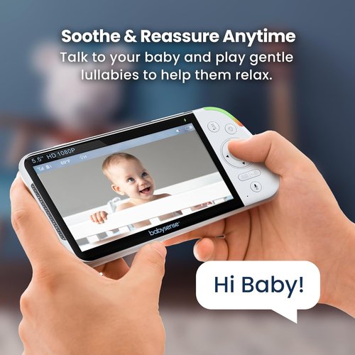 Babysense PRO Full HD Baby Monitor - 5.5" Split Screen, 2 Cameras, Night Light & 20-Hour Battery