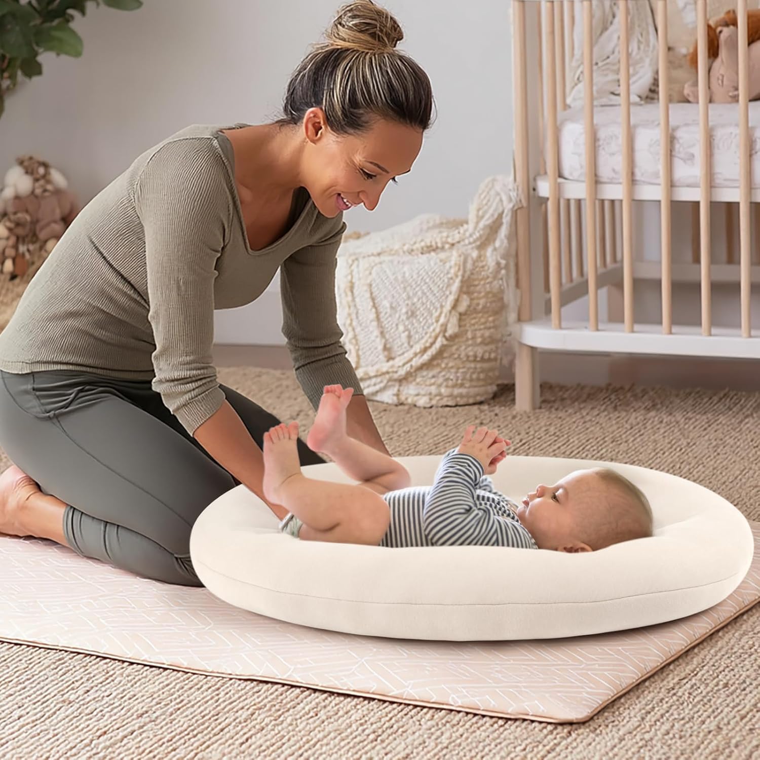 Skiennix Baby Lounger - Portable Lightweight Pillow for Tummy Time & Diaper Changes | Skin-Friendly for 0-12 Months