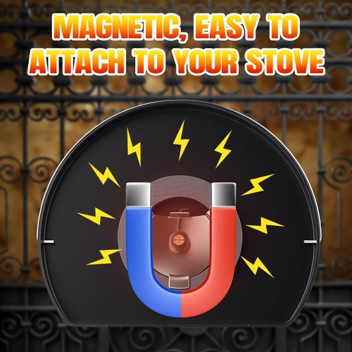 Frienda 1 Pcs 3.35 inch Large Dial Wood Stove Thermometer Magnetic Gas Oven Temperature Gauge Fire Stove Pipe Thermometer for Wood Burning Top Gas Pellet Fireplace Flue Avoiding Overheat Destroyed