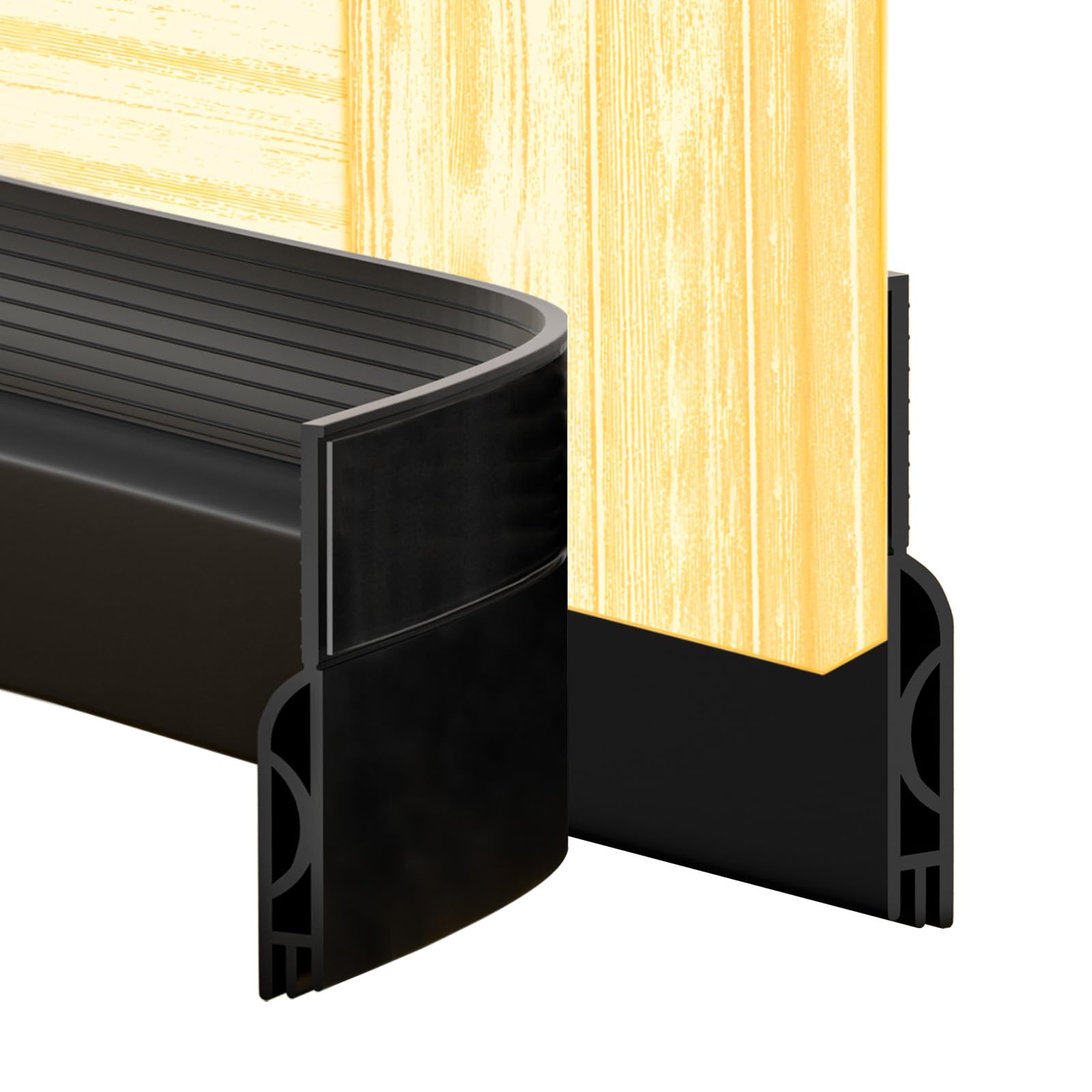 Zibian Door Draft Stopper for Bottom of Door, Weather Stripping Door Seal Door Gap Blocker Draft Noise Cold Air Insulation for Exterior Interior Save Energy Easy Adhesive Installation (Black, 39")