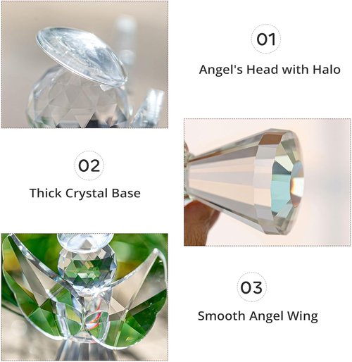 HDCRYSTALGIFTS Crystal Guardian Angel Figurine - 3.3 Inch Clear Art Glass Statue for Home Decor