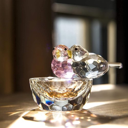 HDCRYSTALGIFTS Crystal Bird Figurine - 3.3'' Collectible Art Glass Decor | Perfect Valentine’s Day Gift for Women