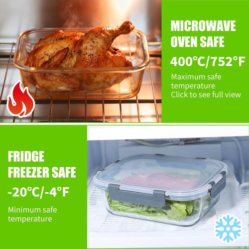 DANALLAN 5Pcs Glass Storage Containers with Lids 36 OZ Meal Prep Containers Sets Kitchen Airtight Leak Proof Oven Safe Food Lunch Container Microwave Freezer Dishwasher Safe