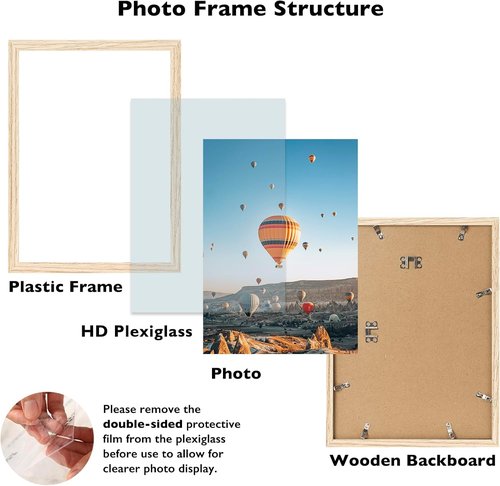 JCJMY 13x17 Picture Frame - Versatile Wall Mounting for Horizontal or Vertical Display | Shatter-Resistant Plexiglass, Natural Finish