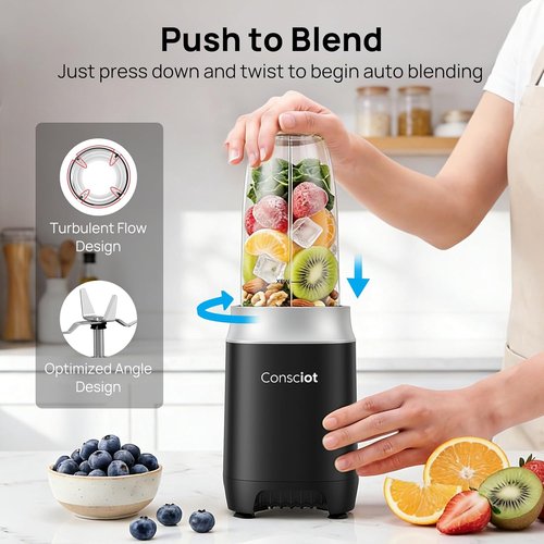 Consciot CB10 Blender Combo - 11-Piece Set for Smoothies, Shakes & Baby Food | 900W, 3 BPA-Free Cups