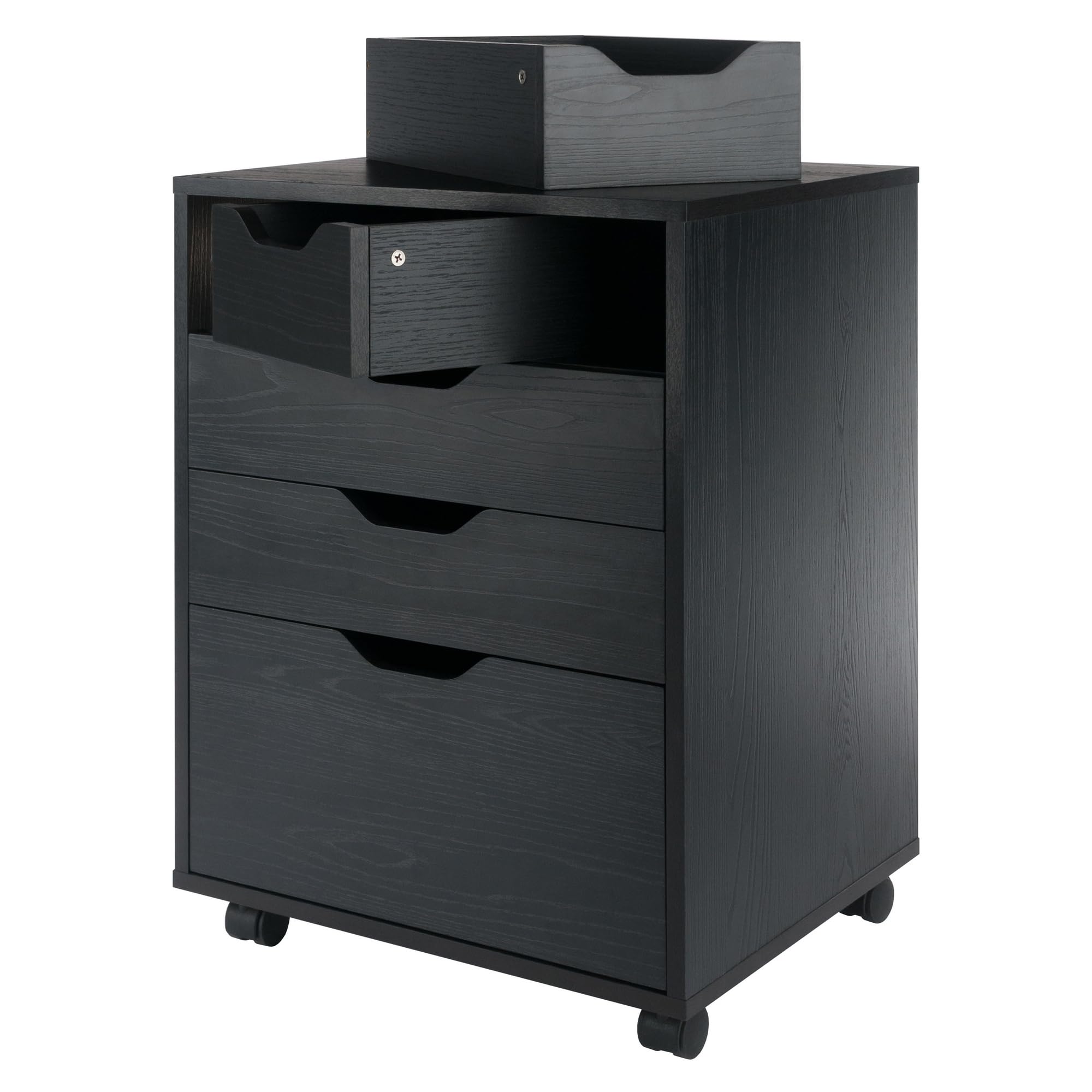Winsome Halifax Mobile Storage Cabinet with 5 Drawers in Black, Stylish & Functional Home Storage Cabinet for Filing, Kitchen Organization, Moveable Furniture for Office, Dorms, Apartments