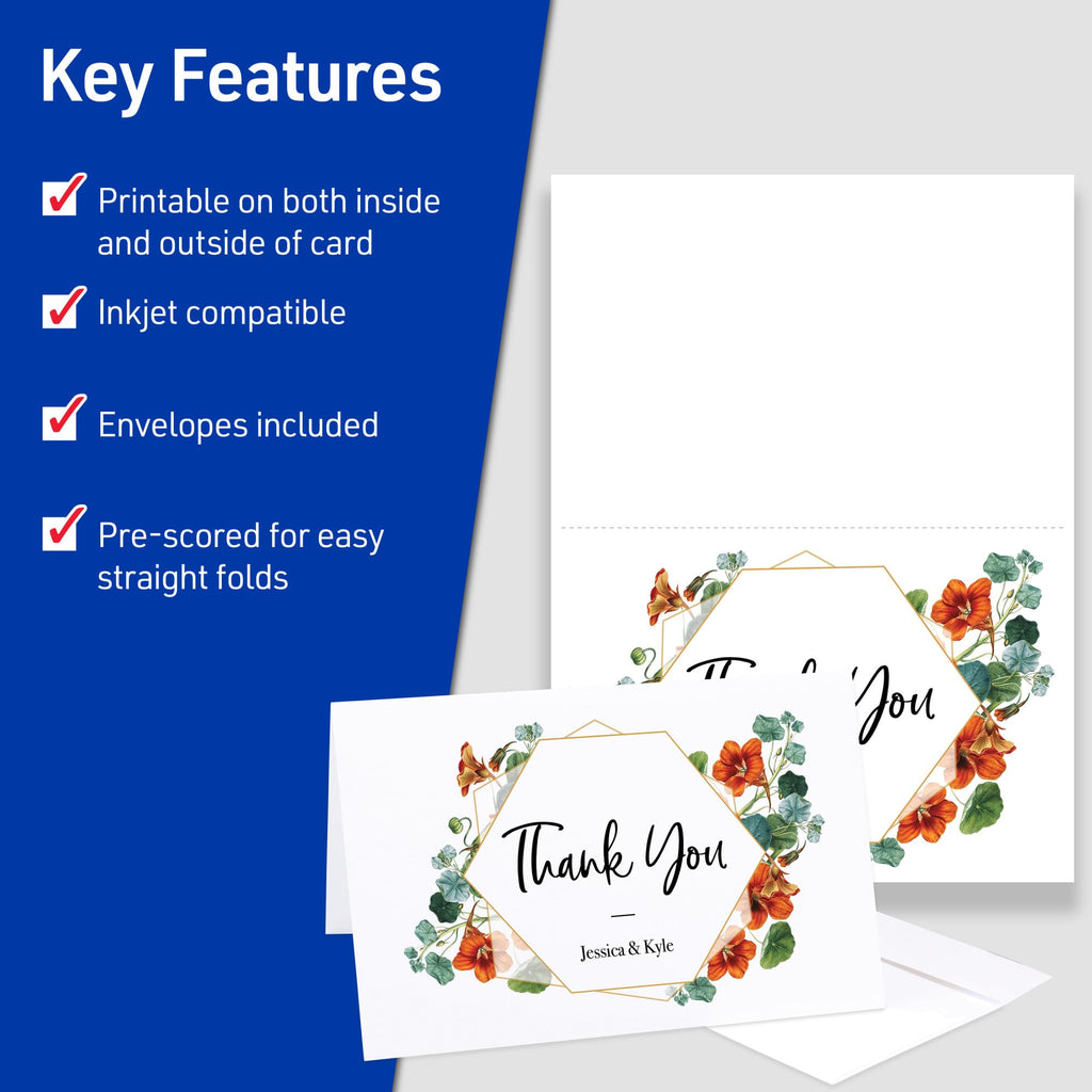 Avery Printable Half-Fold Greeting Cards, Envelopes Included, 5.5" x 8.5", Matte White, Inkjet Printer Compatible, 20 Blank Cards Total, Great for Product Branding, Marketing, and More (3265)