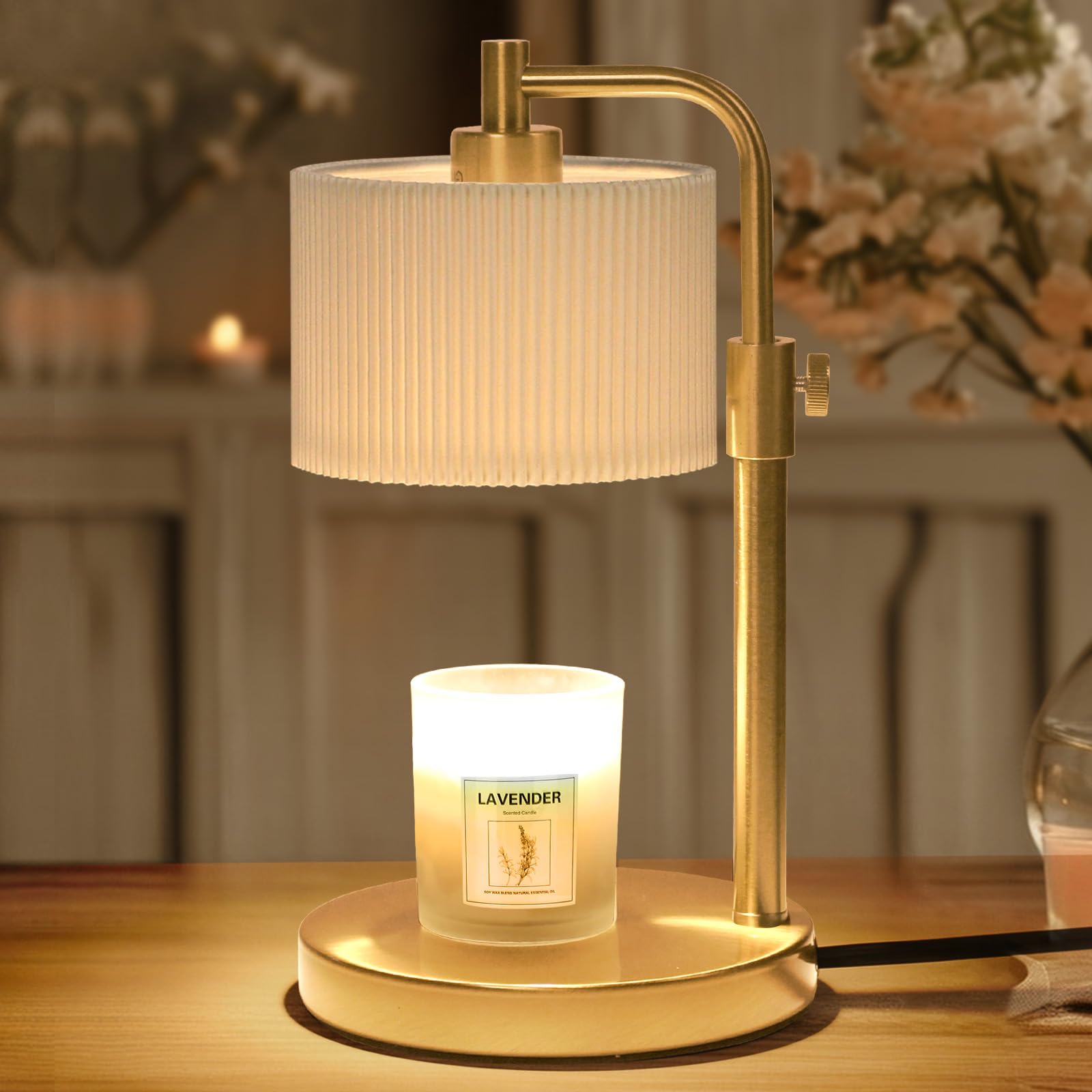 NITOWOLF Candle Warmer Lamp, Candle Lamp Warmer with Timer Adjustable Height Wax Warmer Lamp for Jar Candles, Birthday Gifts for Women House Warming Gifts (Gold)