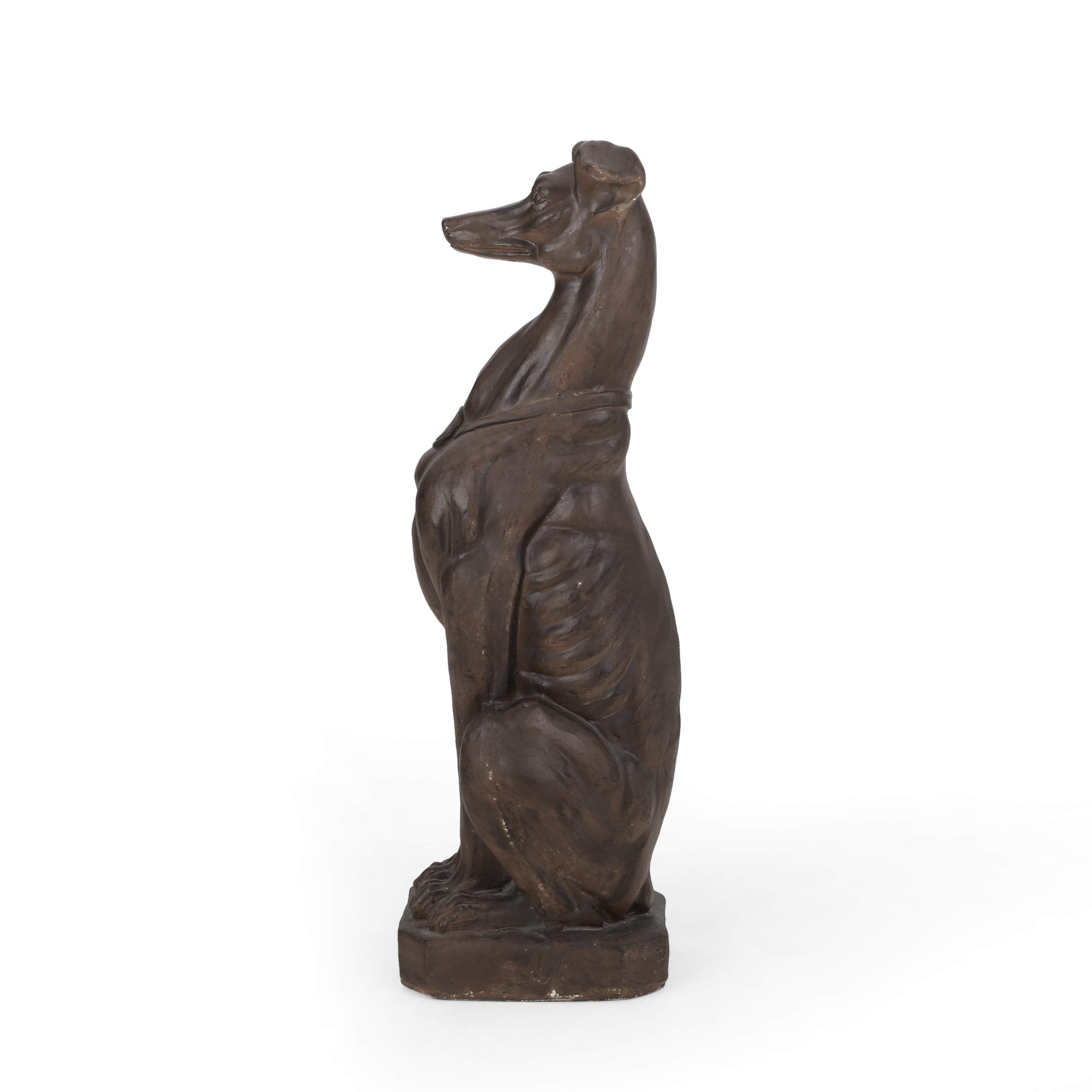 Brandbury Greyhound Dog Statue, Dark Brown