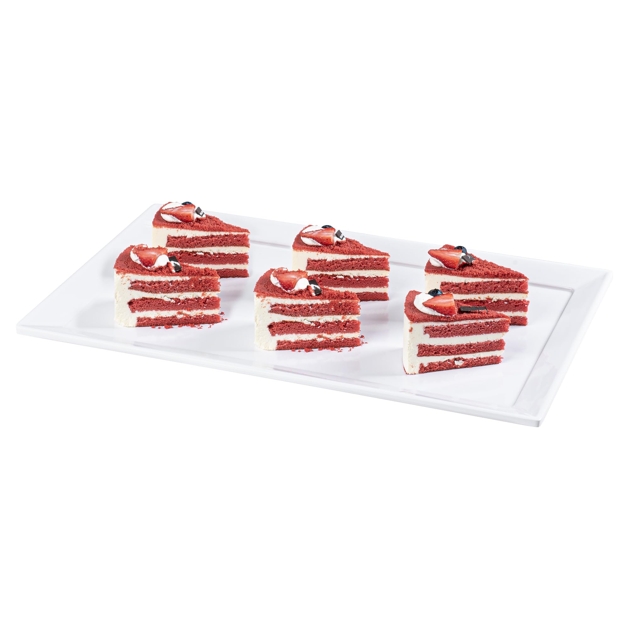 Restaurantware Voga 20.9 x 12.6 Inch Serving Tray 1 Rectangle Outdoor Tray - Raised Edges Dishwasher-Safe White Melamine Platter Tray For Meals Appetizers And Snacks Shatterproof