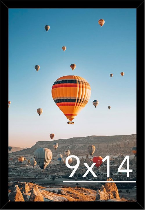 JCJMY 9x14 Picture Frame - Black Wall Mount for Horizontal or Vertical Display | Shatter-Resistant Plexiglass