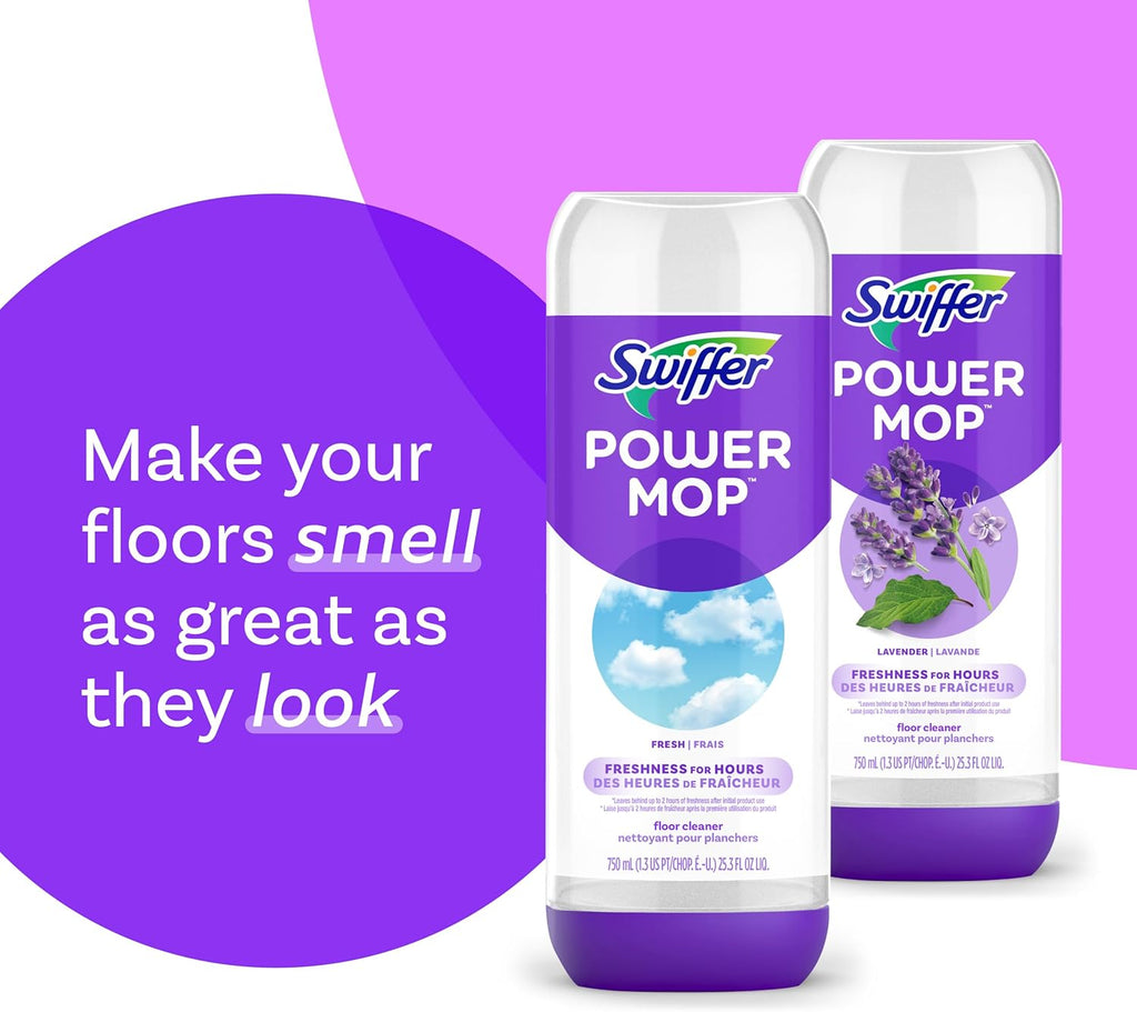 Swiffer PowerMop Floor Cleaning Solution - Fresh Scent Refills, 25.3 fl oz | 2 Pack