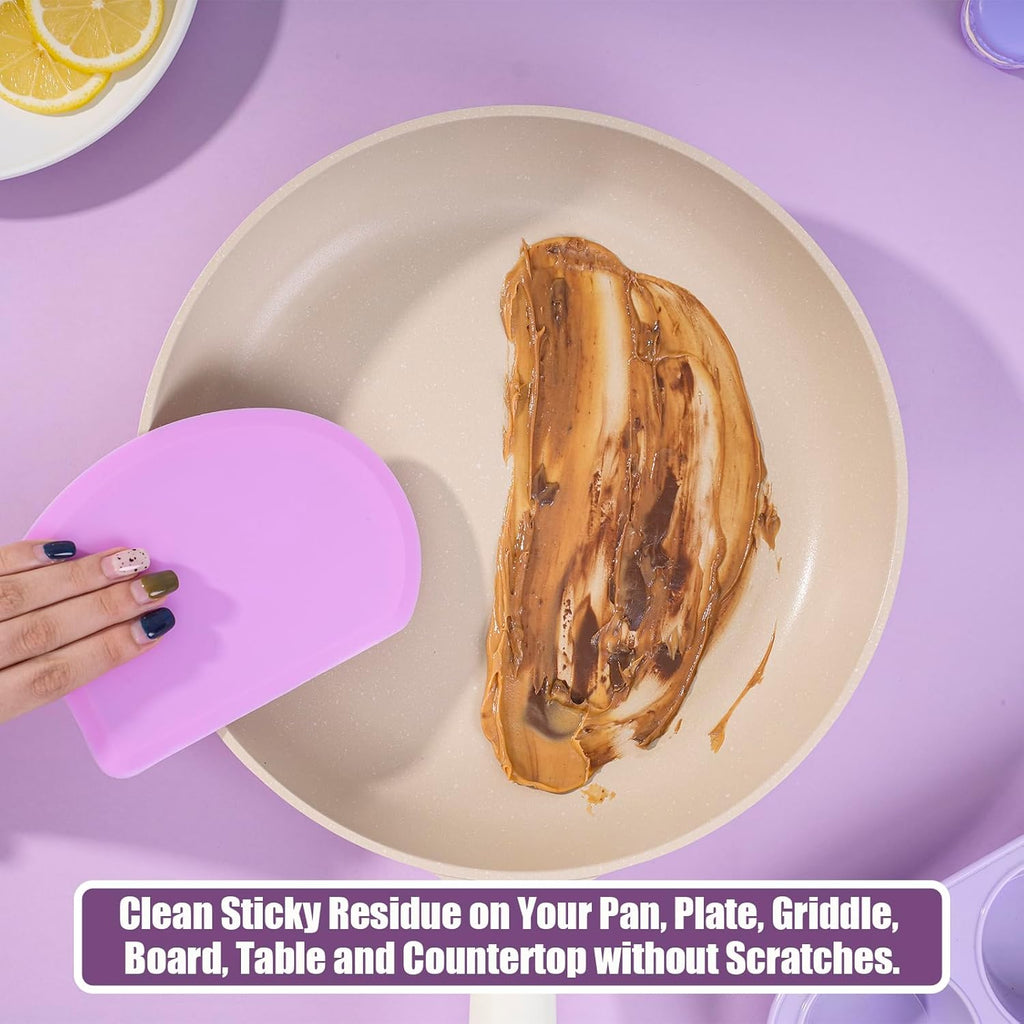 Sapid Silicone Bowl Scraper - Flexible Curved Edge for Baking | Food Grade, Heat-Resistant, 5.98"×4.3", Purple