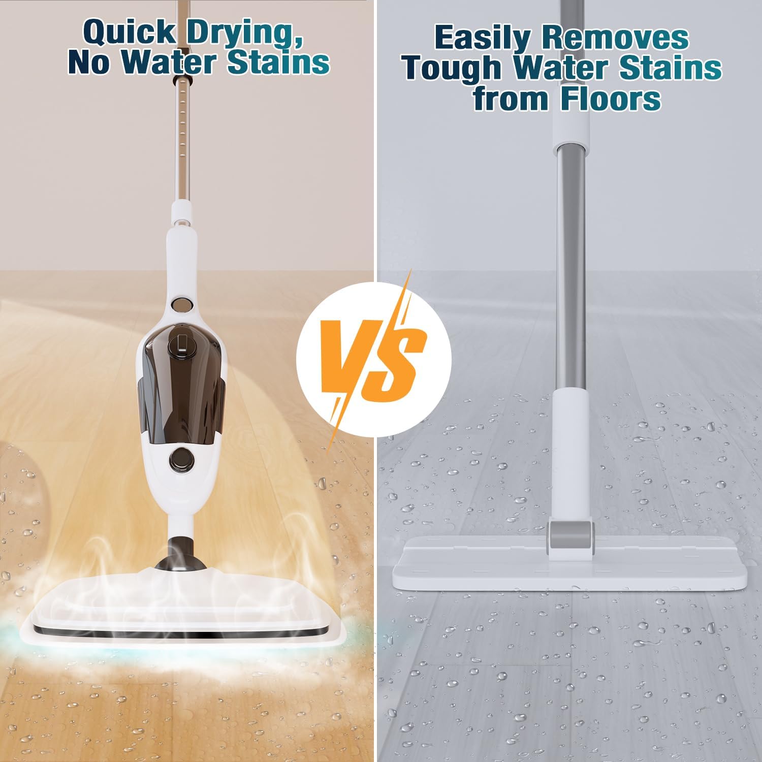 Skiennix Steam Mop - 11-in-1 Multi-Purpose Cleaner with 15.2 OZ Tank & 23FT Cord | Ideal for Hardwood, Tile & Furniture
