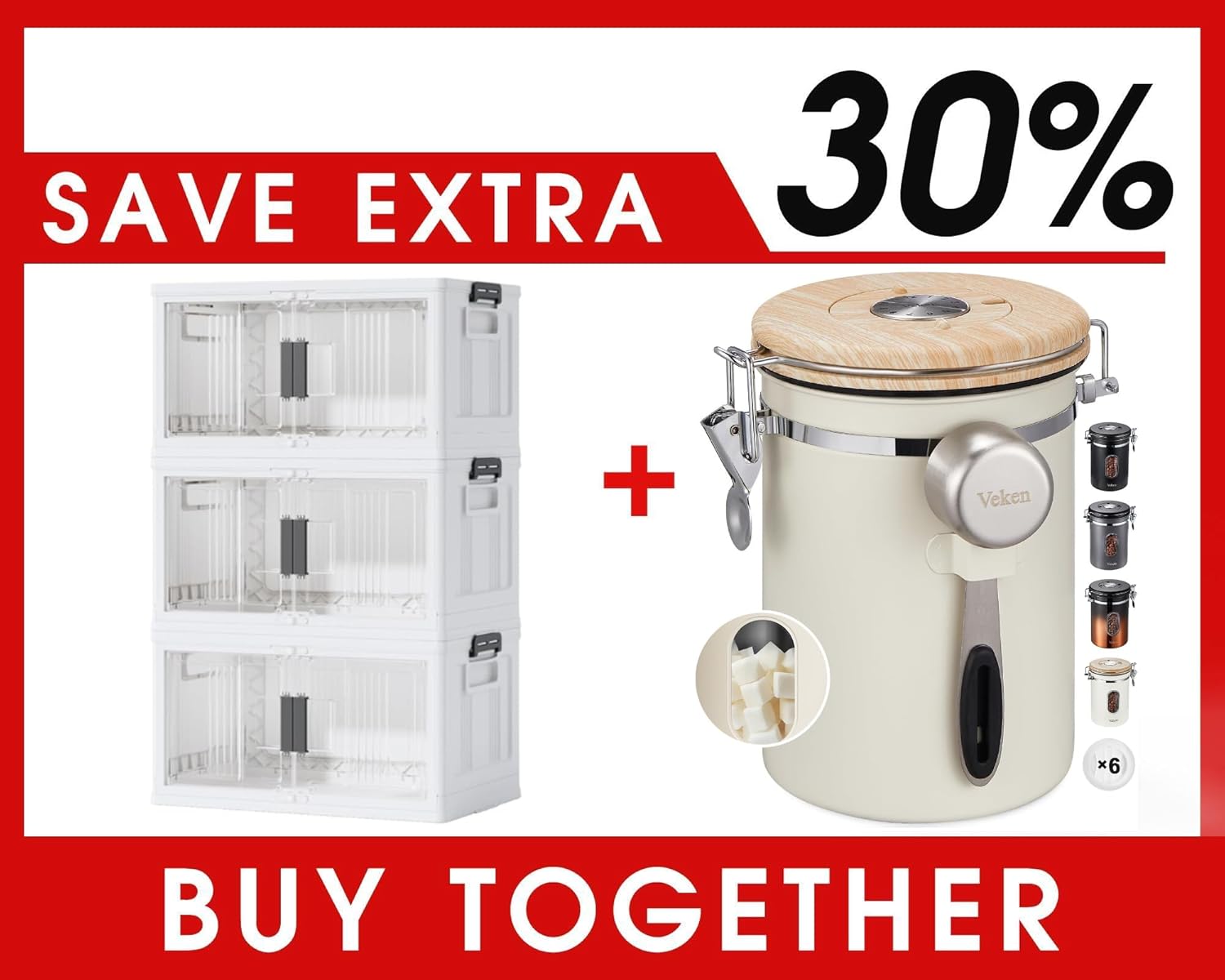 OlarHike 144QT Lockable Storage Bin - Durable & Versatile | Includes 22oz Cream Coffee Canister