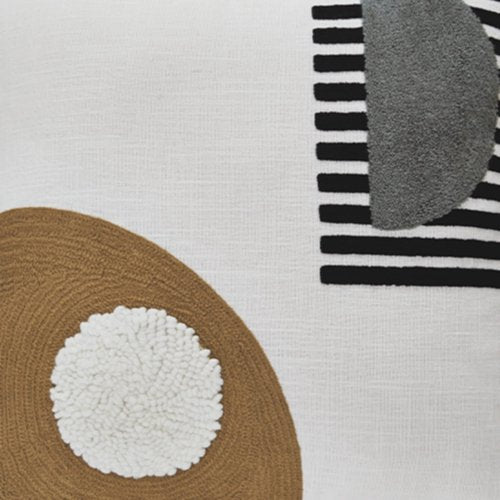 Signature Design by Ashley Longsum Contemporary Square Cotton Pillow with Embroidered Design, 20" x 20", White & Black