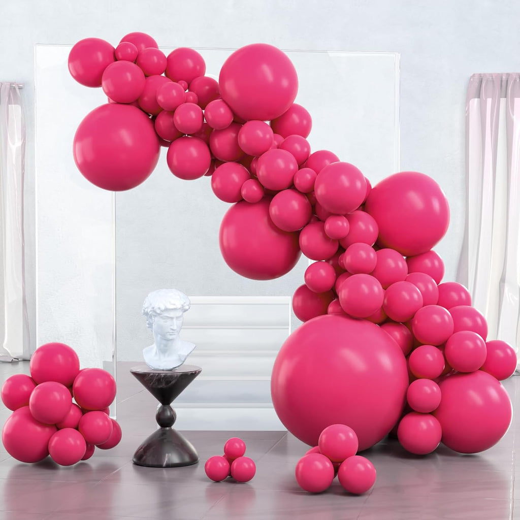 PartyWoo Hot Pink Balloon Arch Kit - 127pcs in Various Sizes for Baby Showers & Weddings | Magenta & Fuchsia