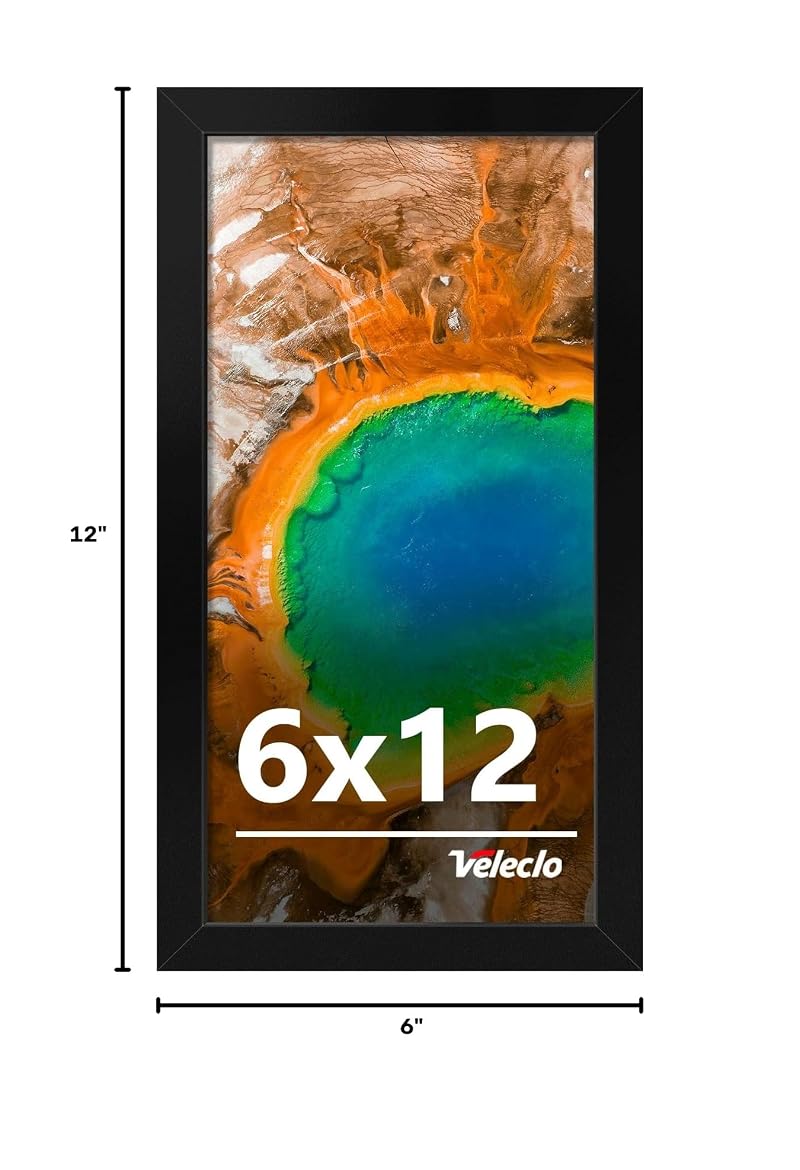 6x12 Black Picture Frame with Shatter-Resistant Plexiglass - Wall Display, 1 Pack (Variation: Black+6x12)