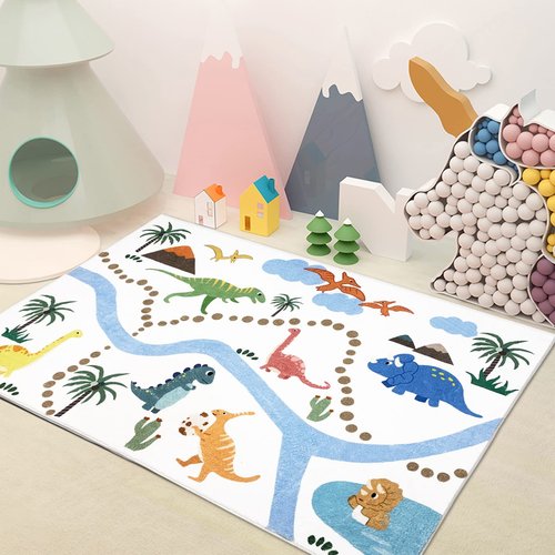 Abeigoi Dinosaur Play Rug - 3x5Ft Soft, Nonslip, Washable, Kids' Bedroom & Playroom Rug