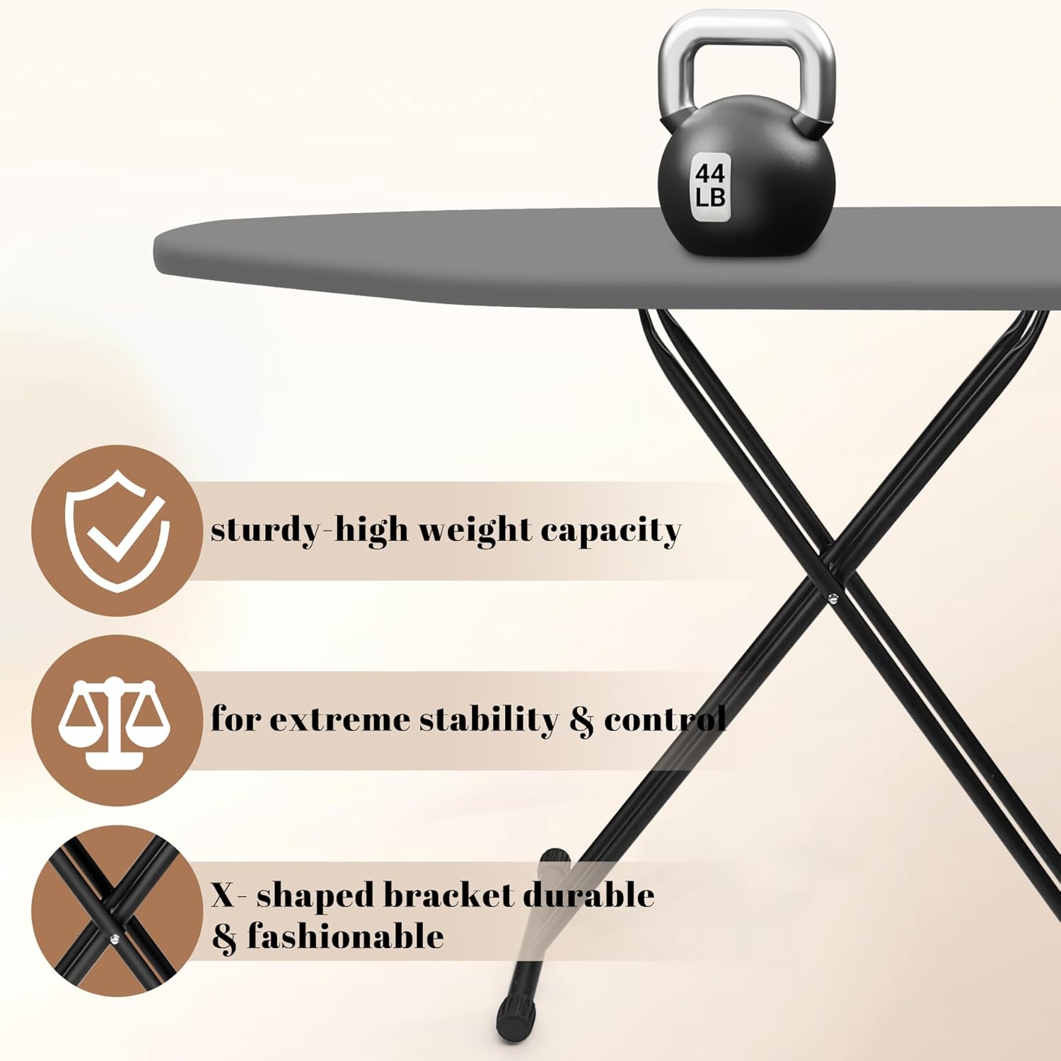 Skiennix Ironing Board - Compact Space Saver with Extra Thick Padding | 13 x 43 Inches, Grey