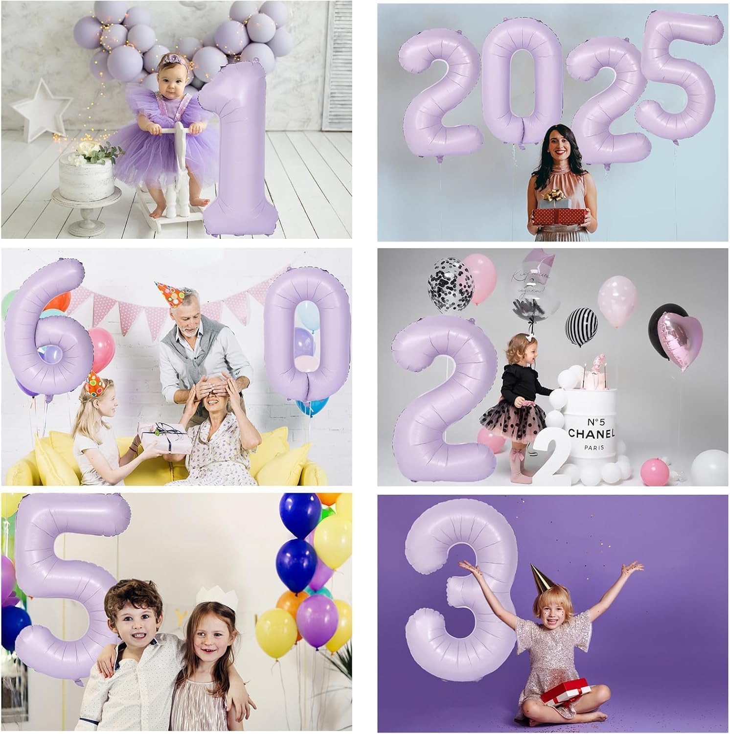 Skiennix 40-Inch Purple Number Balloon - Matte Finish Birthday & Wedding Party Decoration (Number 6)