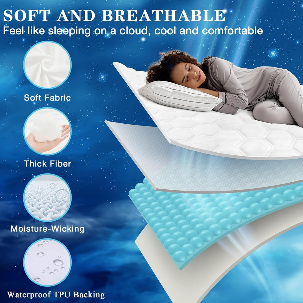 Skiennix Twin Mattress Protector - Waterproof & Hypoallergenic Bed Cover | Soft Quilted Design, Fits Up to 21 Inches