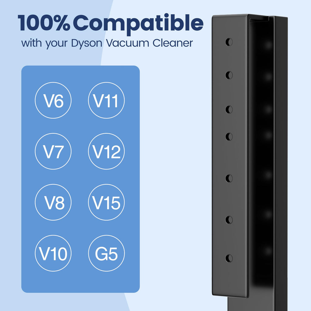pickpiff Vacuum Cleaner Stand Compatible with Dyson V15, V12, V11, V10, V8, V7, V6 & G5 – Freestanding Holder with Accessory Storage, No Drilling Required, Easy Installation