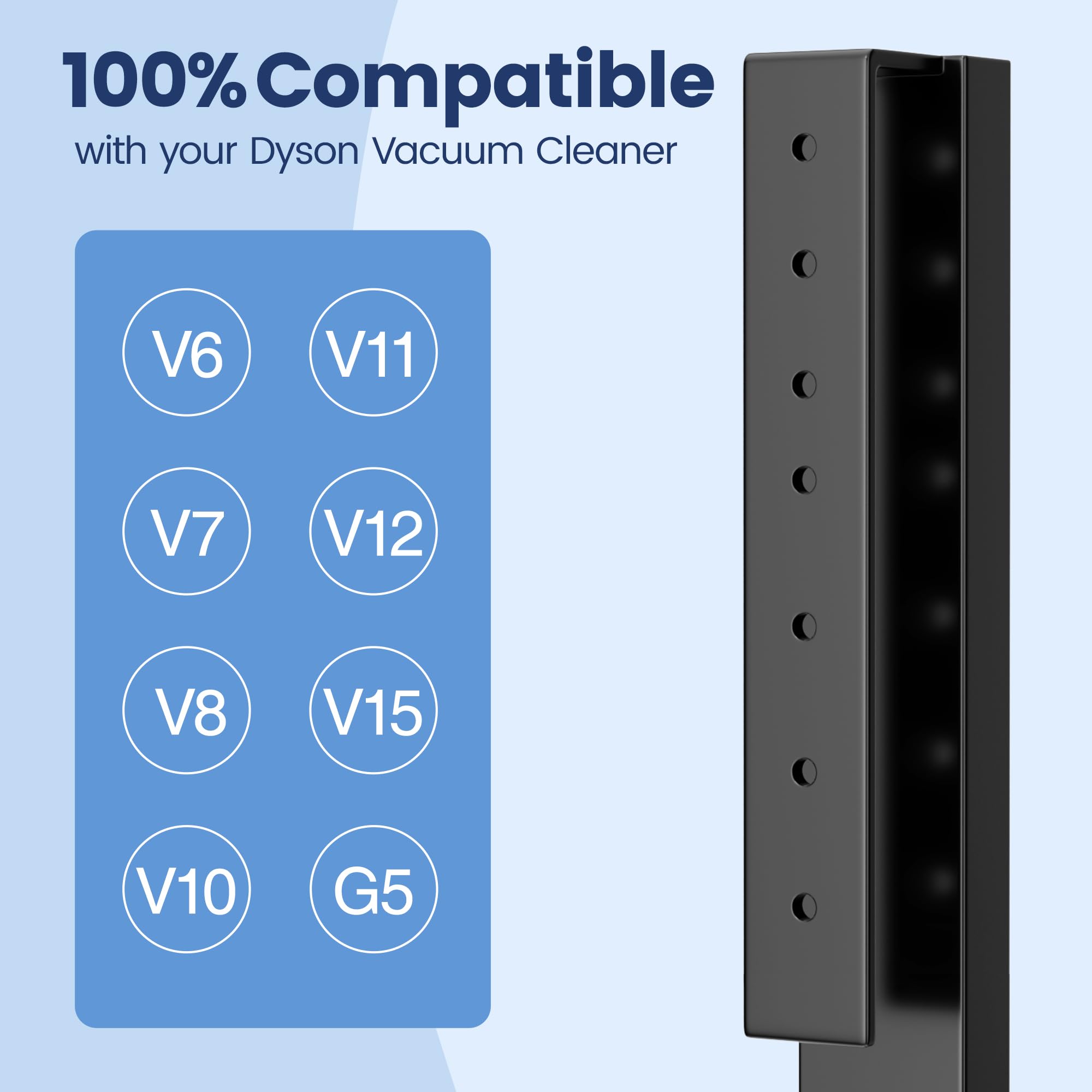 pickpiff Vacuum Cleaner Stand Compatible with Dyson V15, V12, V11, V10, V8, V7, V6 & G5 – Freestanding Holder with Accessory Storage, No Drilling Required, Easy Installation