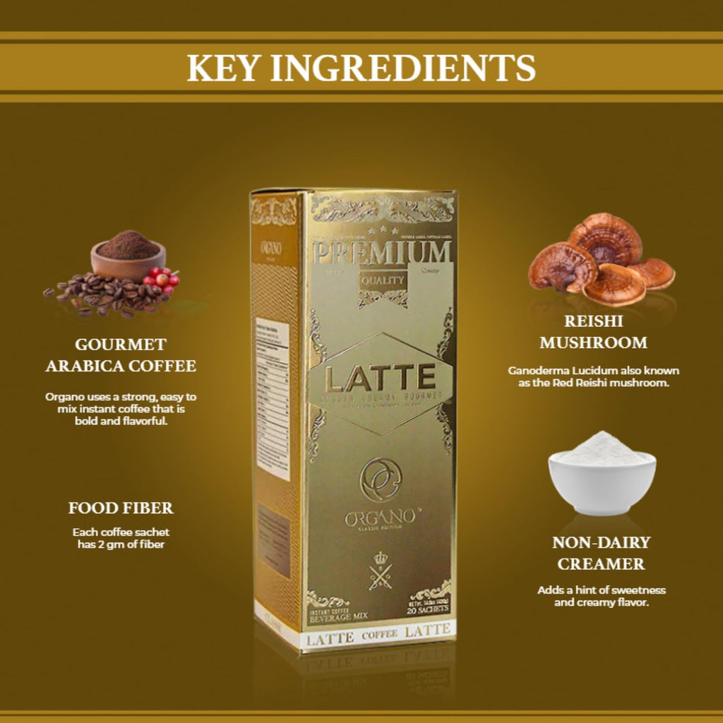 ORGANO 2 boxes Gourmet Cafe Latte, 100% Certified Ganoderma Lucidum (40 Sachets)