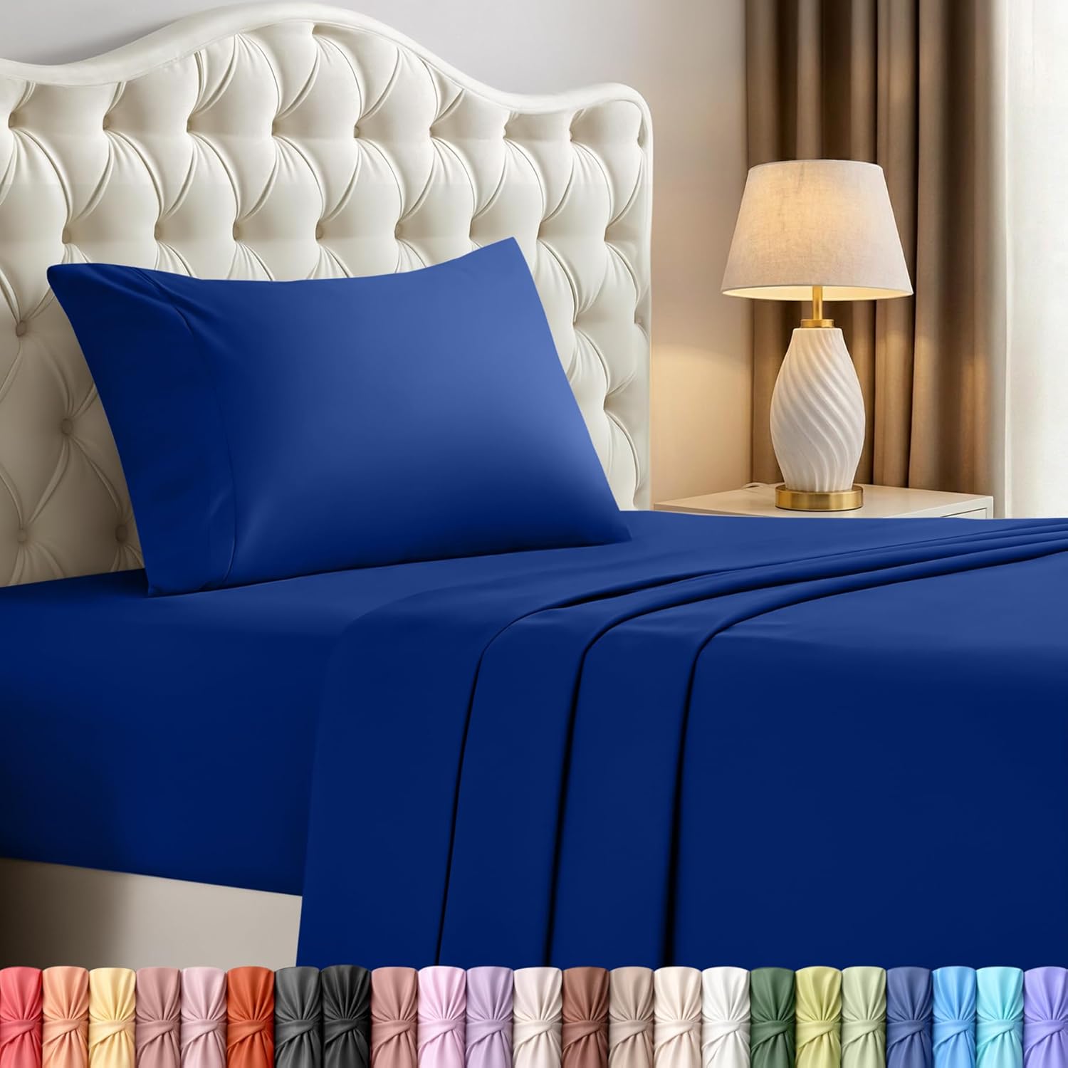 Utopia Bedding Twin Sheet Set - Soft & Breathable Microfiber, 3-Piece in Royal Blue | Oeko-Tex Certified