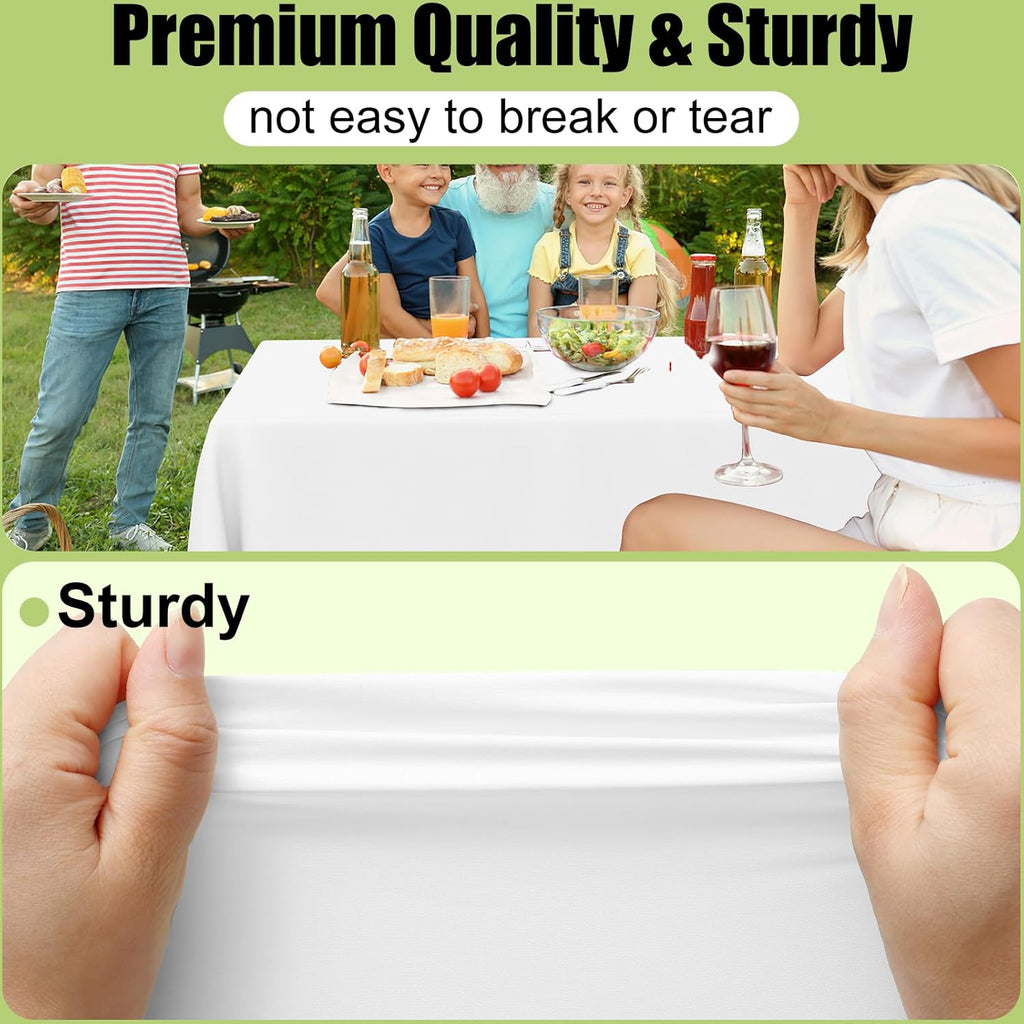 Smiry Disposable Table Cloths - Waterproof Plastic Rectangle Covers | 54 x 108 Inch, 3 Pack, White