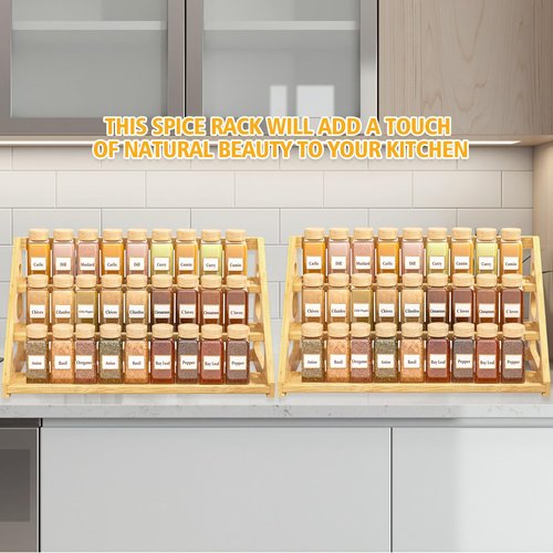 Banlilus Spice Rack - Bamboo Spice Rack Organization for Cabinet/Countertop