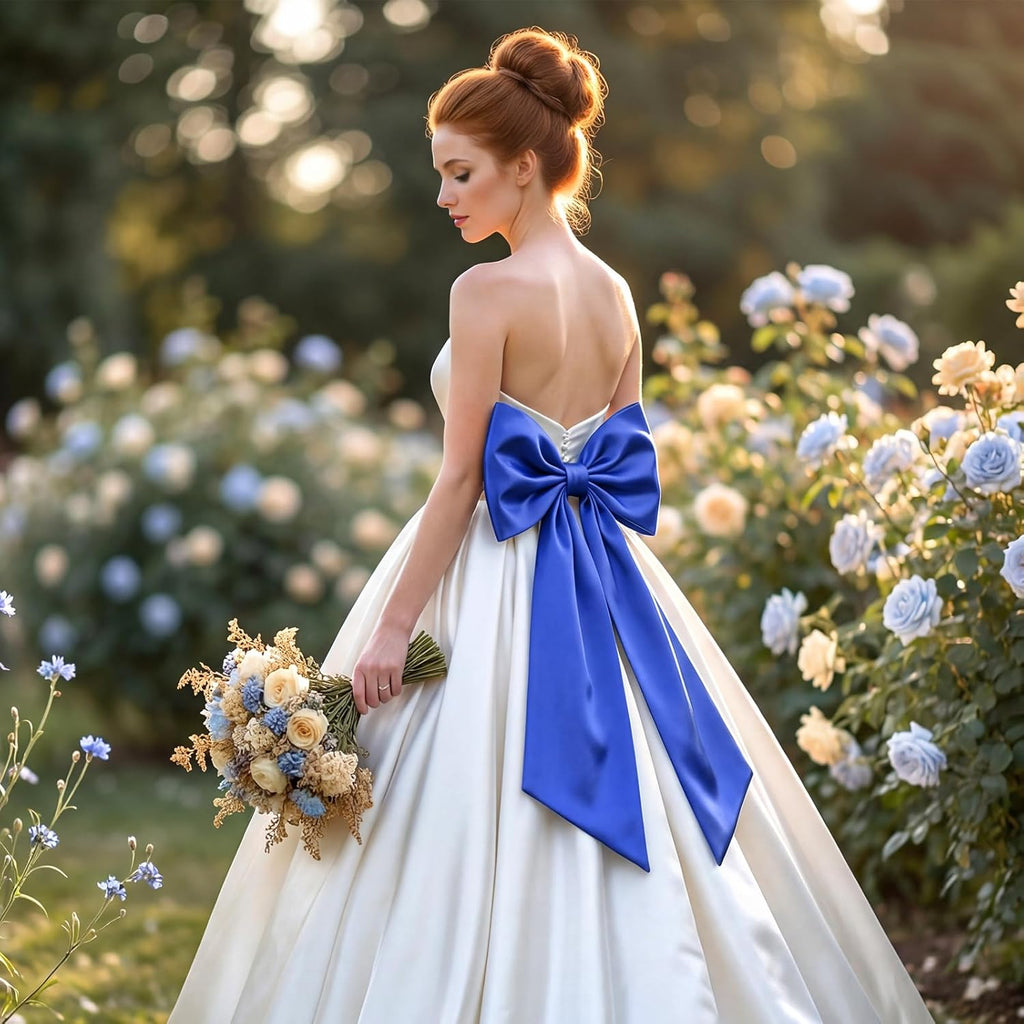 Suncalla 2 FT Large Satin Royal Blue Bow Decorations - 3 Pcs for Weddings & Parties