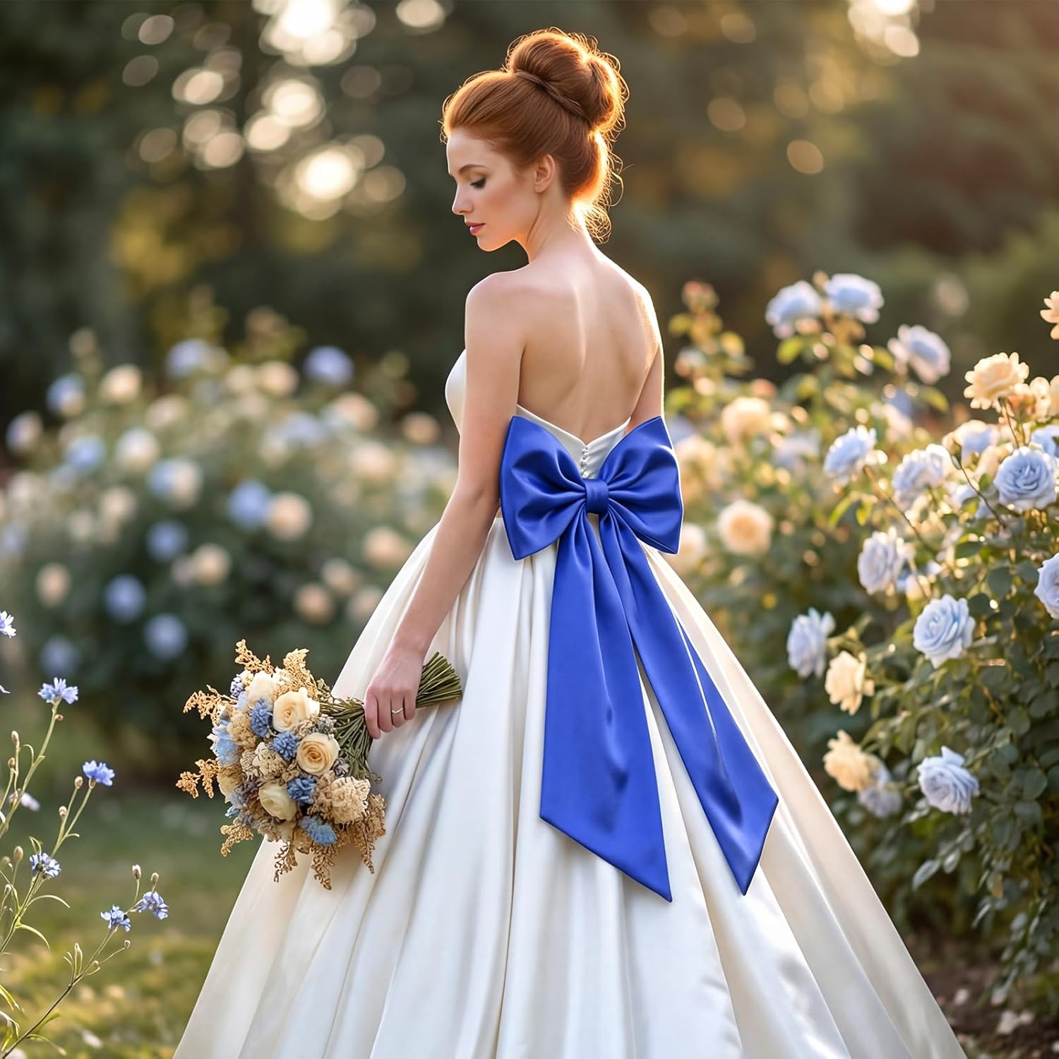 Suncalla 2 FT Large Satin Royal Blue Bow Decorations - 3 Pcs for Weddings & Parties