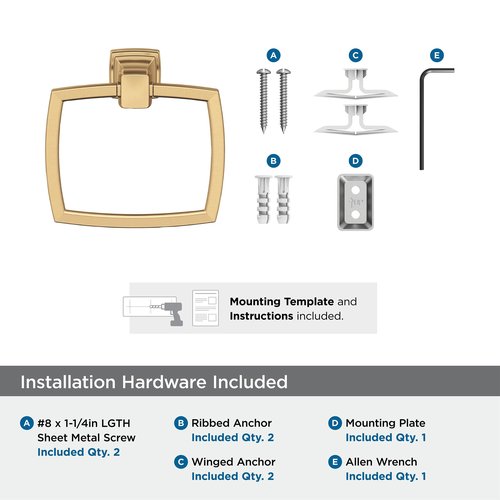 Amerock BH36032 Revitalize 6-13/16" Wall Mounted Towel Ring - Champagne Bronze