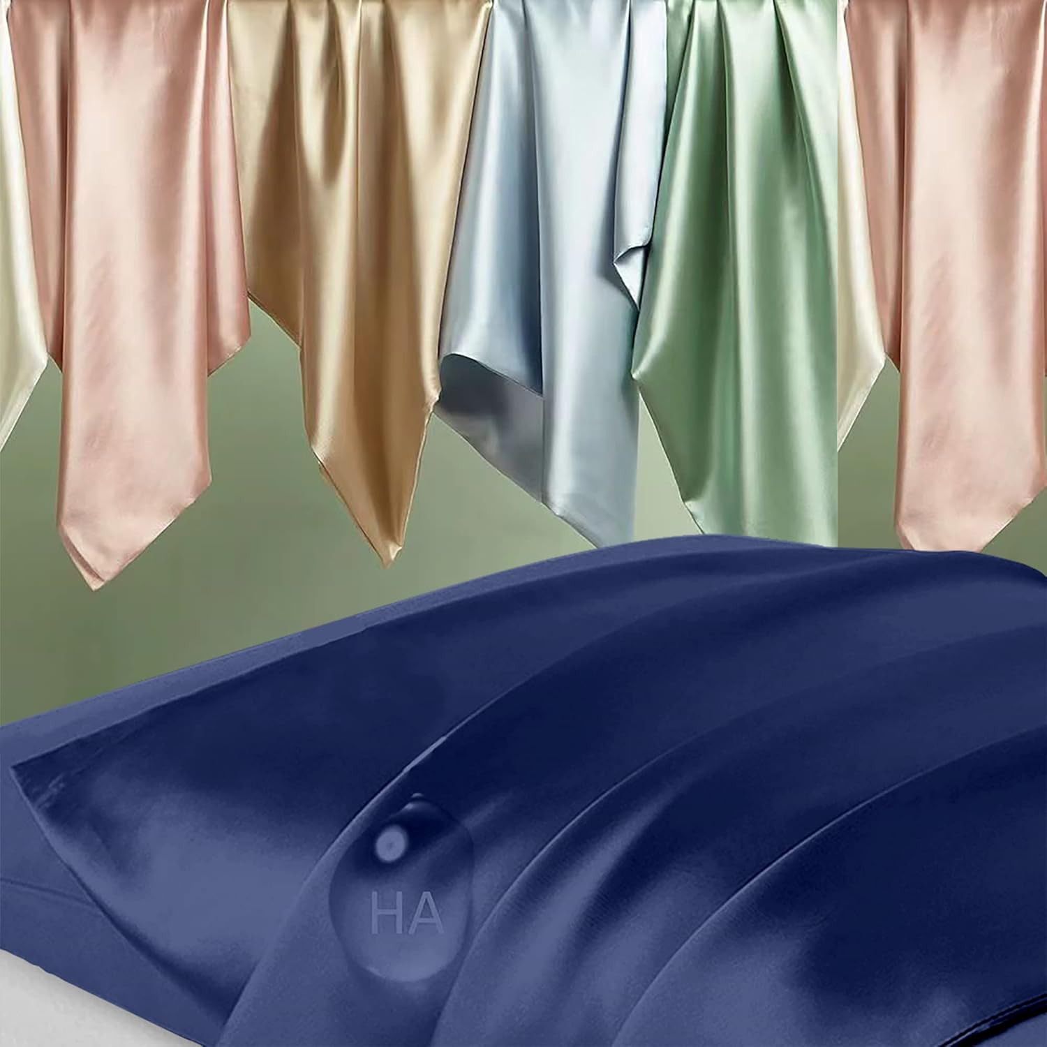 Mulberry Silk Pillowcase by Skiennix - Anti-Acne Cooling Beauty Sleep | Queen Size, Navy Blue