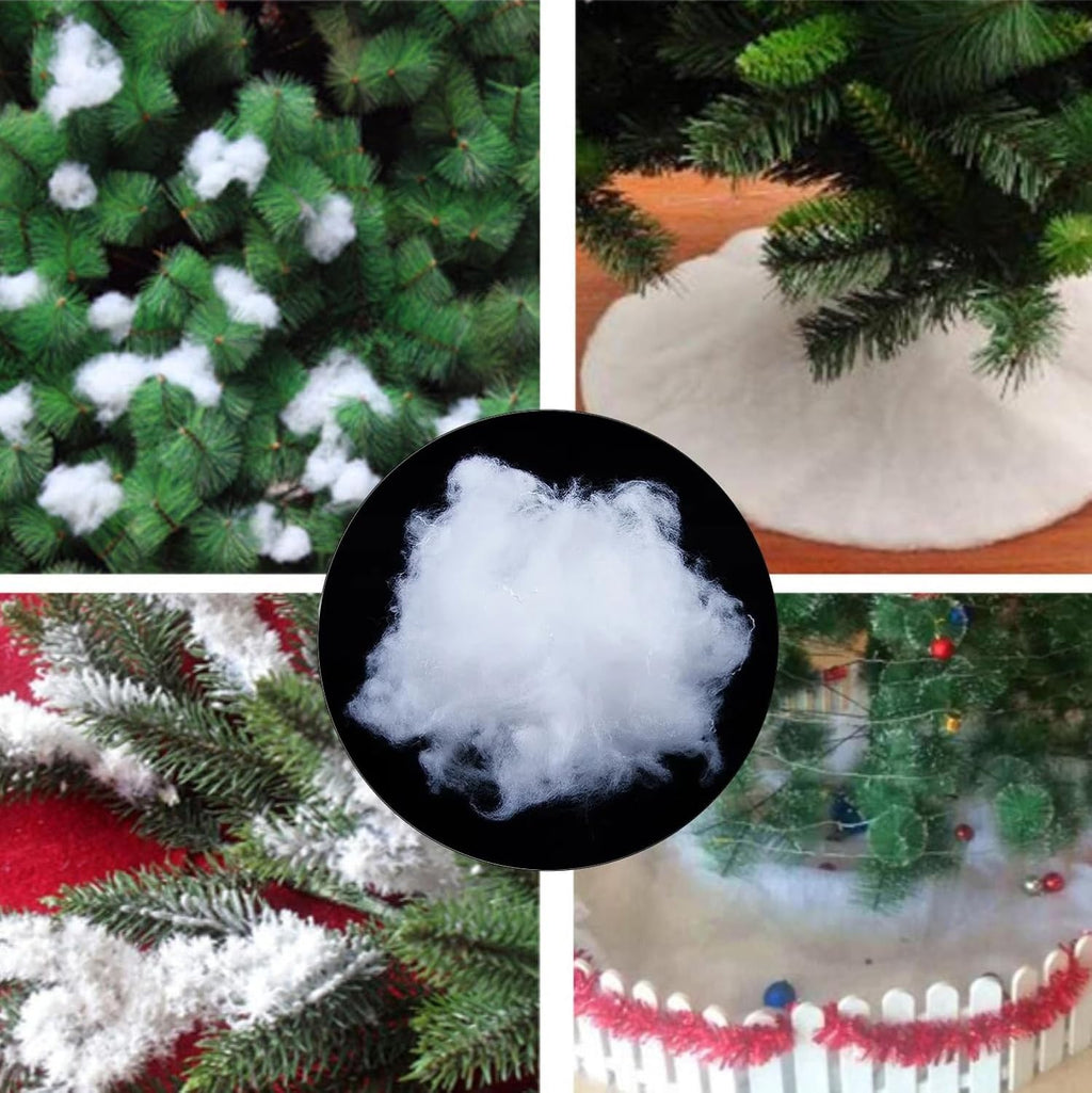 Skiennix Christmas Fake Snow Decoration - 7.05 Oz Fluffy Artificial Cotton for Indoor Decor | Flame Resistant Winter Blanket