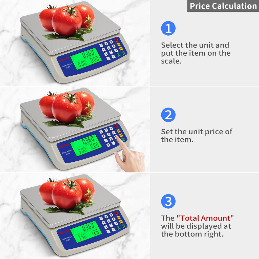 Skiennix Large Digital Kitchen Scale - 30KG Capacity | Stainless Steel, LCD Display for Baking & Food Prep