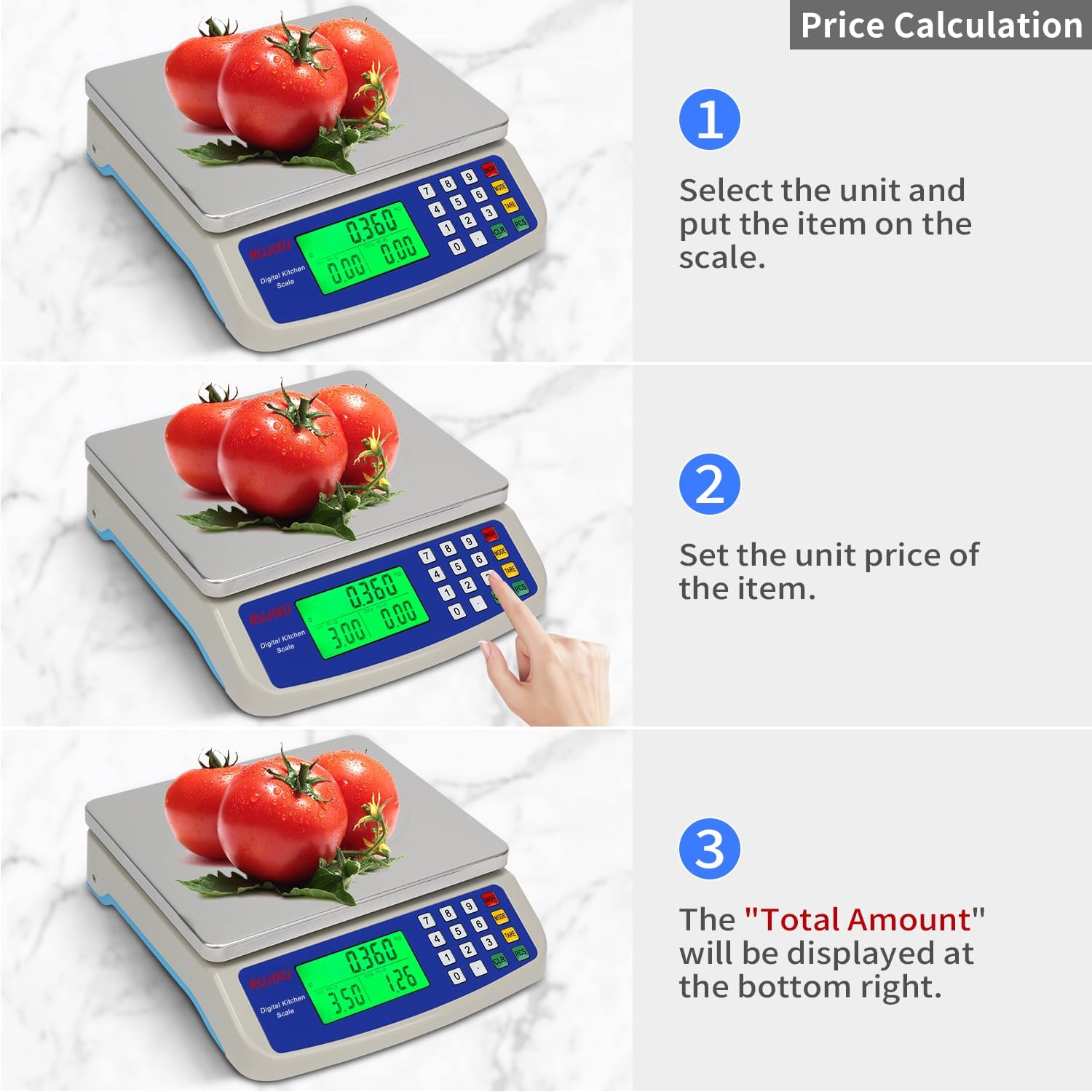 Skiennix Large Digital Kitchen Scale - 30KG Capacity | Stainless Steel, LCD Display for Baking & Food Prep