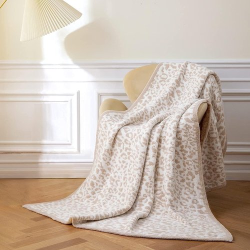 MH MYLUNE HOME Ultra Soft Leopard Throw Blanket (50x60 inches) Khaki Microfiber Blankets Plush Warm Reversible Cheetah Blanket Leopard Pattern Throw for Couch Bed Sofa, Khaki, 50"x60", 410GSM