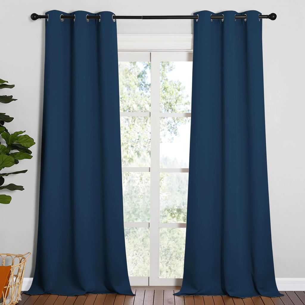 NICETOWN Patio Blackout Curtains - Moroccan Blue Glass Door Drapes for Privacy | 42 x 95 Inches, 1 Pair