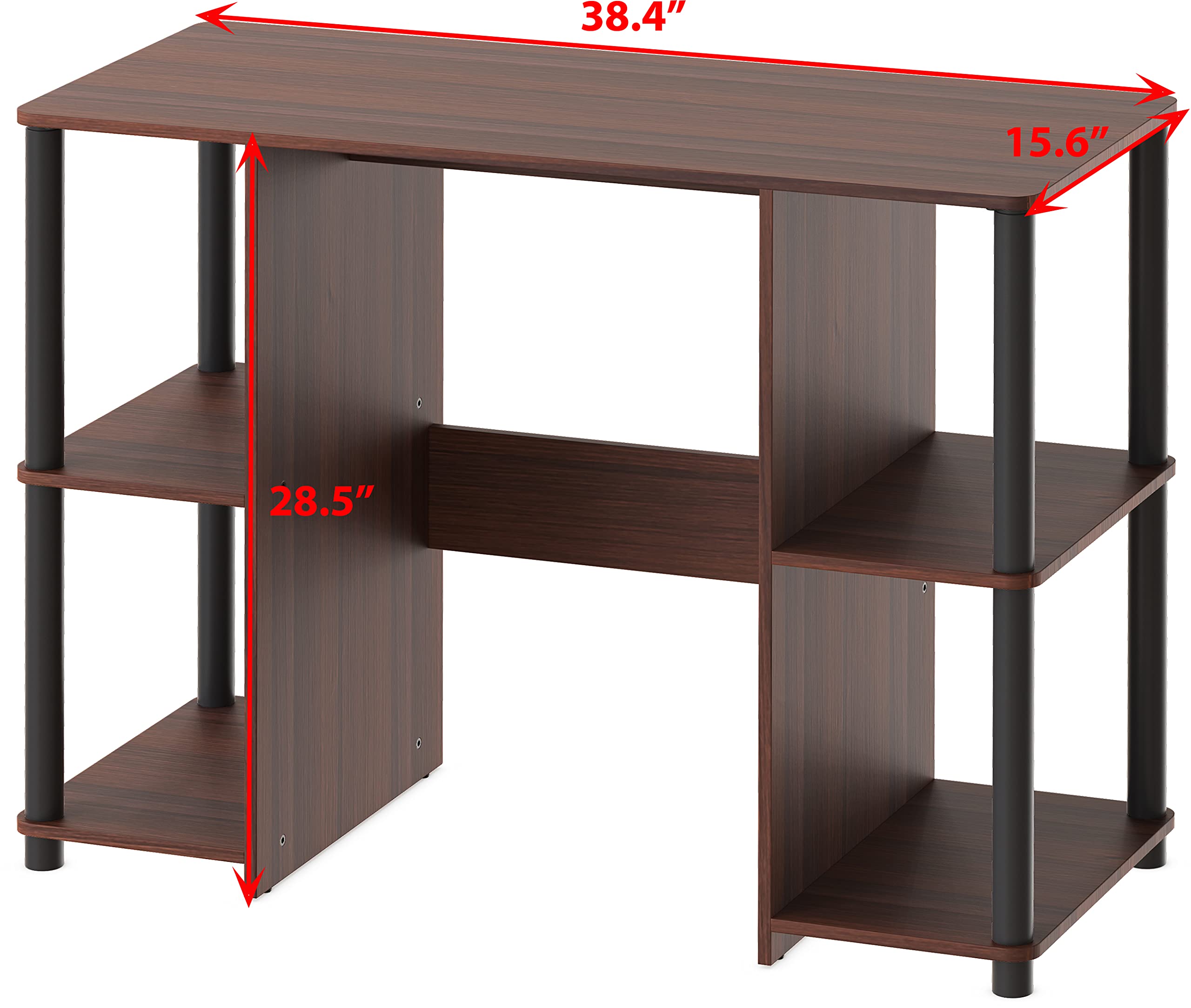 SHW 38-Inch Home Office Wood Desk with Double Sided Shelves, Cherry