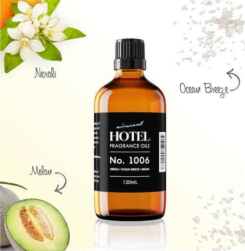 AirScent Hotel Diffuser Oil No. 1006 - Neroli Ocean Breeze Melon - Premium Fragrance for Diffusers | 10 mL Glass Dropper Bottle