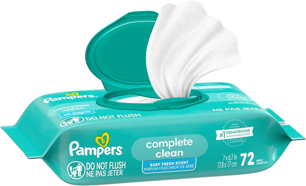 Pampers Baby Wipes - Complete Clean Fresh Scented Wipes for Gentle Head-to-Toe Care | 72 Count