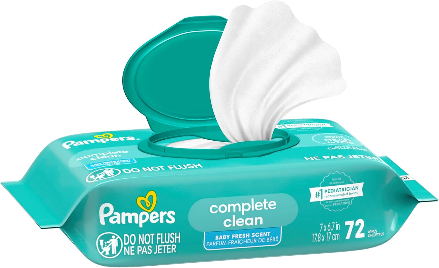 Pampers Baby Wipes - Complete Clean Fresh Scented Wipes for Gentle Head-to-Toe Care | 72 Count