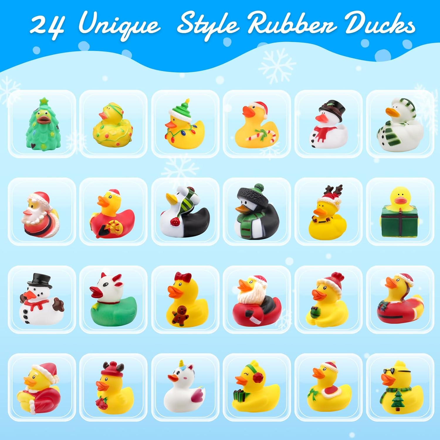 Skiennix Christmas Advent Calendar 2025 - 24 Rubber Ducks for Holiday Countdown Fun | Bath Toy Set
